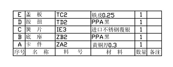 邊二腳輕觸開(kāi)關(guān)材料結(jié)構(gòu)圖